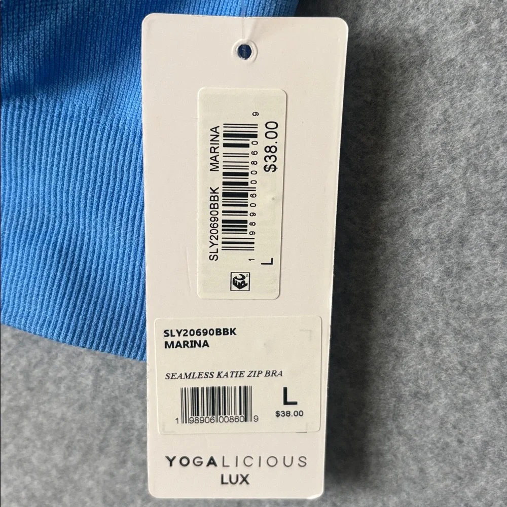 Yogalicious Lux Seamless Katie Zip Bra L Marina Blue